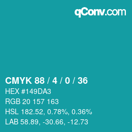 Farbcode: CMYK 88 / 4 / 0 / 36 | qconv.com