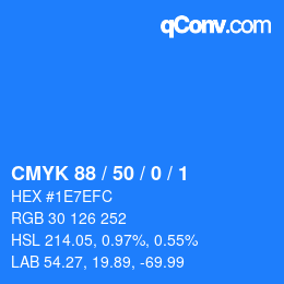 颜色代码: CMYK 88 / 50 / 0 / 1 | qconv.com