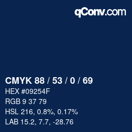 Color code: CMYK 88 / 53 / 0 / 69 | qconv.com