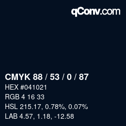 颜色代码: CMYK 88 / 53 / 0 / 87 | qconv.com
