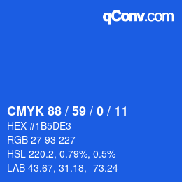 颜色代码: CMYK 88 / 59 / 0 / 11 | qconv.com