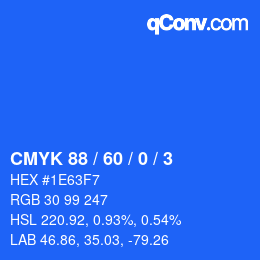 カラーコード: CMYK 88 / 60 / 0 / 3 | qconv.com