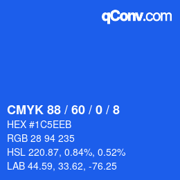 カラーコード: CMYK 88 / 60 / 0 / 8 | qconv.com