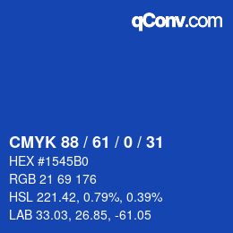 カラーコード: CMYK 88 / 61 / 0 / 31 | qconv.com