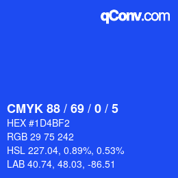 颜色代码: CMYK 88 / 69 / 0 / 5 | qconv.com