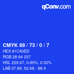 颜色代码: CMYK 88 / 73 / 0 / 7 | qconv.com