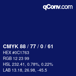 颜色代码: CMYK 88 / 77 / 0 / 61 | qconv.com