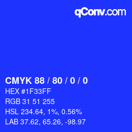 颜色代码: CMYK 88 / 80 / 0 / 0 | qconv.com