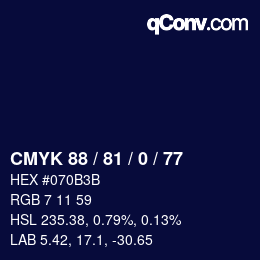 Color code: CMYK 88 / 81 / 0 / 77 | qconv.com
