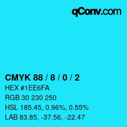 カラーコード: CMYK 88 / 8 / 0 / 2 | qconv.com