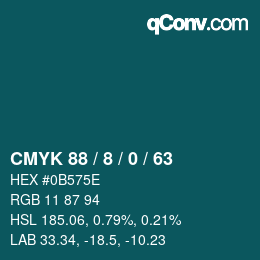 カラーコード: CMYK 88 / 8 / 0 / 63 | qconv.com
