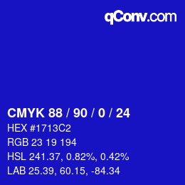 Farbcode: CMYK 88 / 90 / 0 / 24 | qconv.com