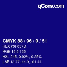 カラーコード: CMYK 88 / 96 / 0 / 51 | qconv.com