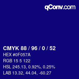 Color code: CMYK 88 / 96 / 0 / 52 | qconv.com