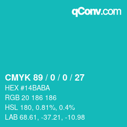 Color code: CMYK 89 / 0 / 0 / 27 | qconv.com