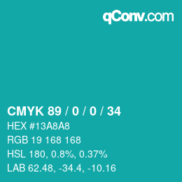 Color code: CMYK 89 / 0 / 0 / 34 | qconv.com