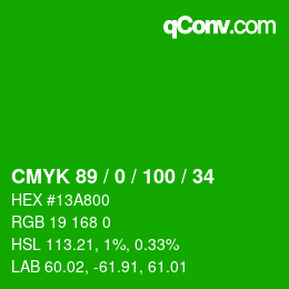 Color code: CMYK 89 / 0 / 100 / 34 | qconv.com