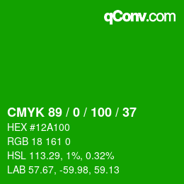 颜色代码: CMYK 89 / 0 / 100 / 37 | qconv.com