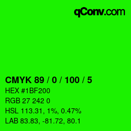 颜色代码: CMYK 89 / 0 / 100 / 5 | qconv.com