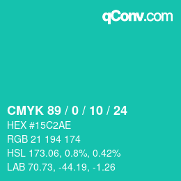 颜色代码: CMYK 89 / 0 / 10 / 24 | qconv.com