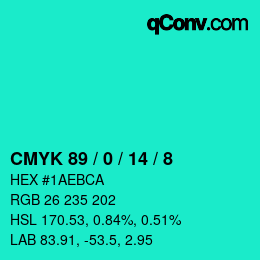 Color code: CMYK 89 / 0 / 14 / 8 | qconv.com