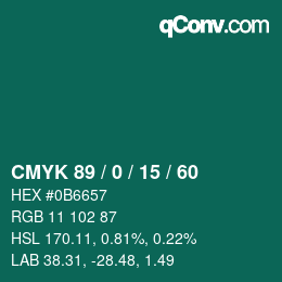 Color code: CMYK 89 / 0 / 15 / 60 | qconv.com