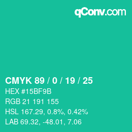 Color code: CMYK 89 / 0 / 19 / 25 | qconv.com