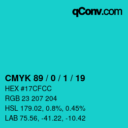 Color code: CMYK 89 / 0 / 1 / 19 | qconv.com