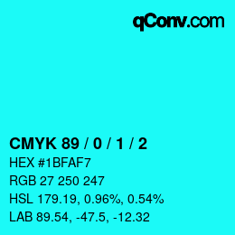 Color code: CMYK 89 / 0 / 1 / 2 | qconv.com