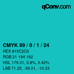 颜色代码: CMYK 89 / 0 / 1 / 24 | qconv.com