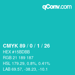 Color code: CMYK 89 / 0 / 1 / 26 | qconv.com