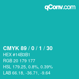 Color code: CMYK 89 / 0 / 1 / 30 | qconv.com
