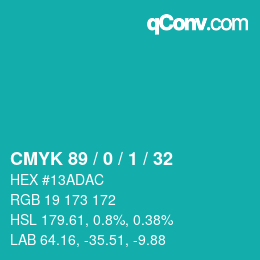 Color code: CMYK 89 / 0 / 1 / 32 | qconv.com