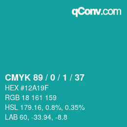 Color code: CMYK 89 / 0 / 1 / 37 | qconv.com