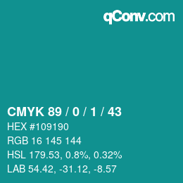 Color code: CMYK 89 / 0 / 1 / 43 | qconv.com