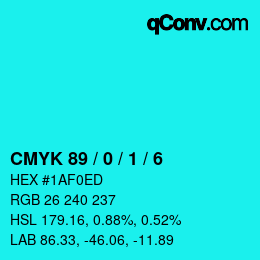 颜色代码: CMYK 89 / 0 / 1 / 6 | qconv.com