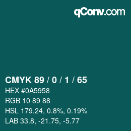Color code: CMYK 89 / 0 / 1 / 65 | qconv.com