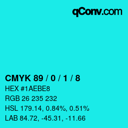 Color code: CMYK 89 / 0 / 1 / 8 | qconv.com