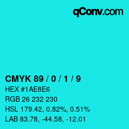 カラーコード: CMYK 89 / 0 / 1 / 9 | qconv.com