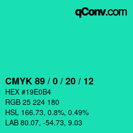 Color code: CMYK 89 / 0 / 20 / 12 | qconv.com