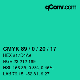 Color code: CMYK 89 / 0 / 20 / 17 | qconv.com