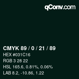 Color code: CMYK 89 / 0 / 21 / 89 | qconv.com