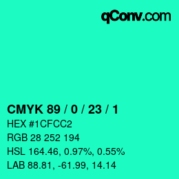 Color code: CMYK 89 / 0 / 23 / 1 | qconv.com