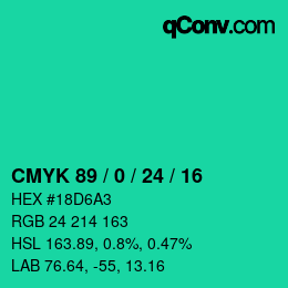 Color code: CMYK 89 / 0 / 24 / 16 | qconv.com