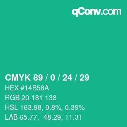 Color code: CMYK 89 / 0 / 24 / 29 | qconv.com