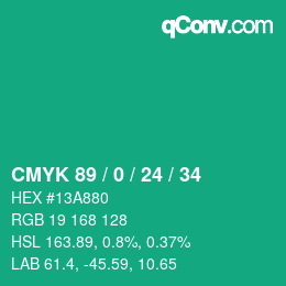 Color code: CMYK 89 / 0 / 24 / 34 | qconv.com