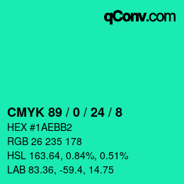 Color code: CMYK 89 / 0 / 24 / 8 | qconv.com