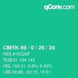 颜色代码: CMYK 89 / 0 / 26 / 24 | qconv.com