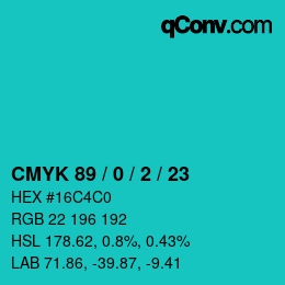 Color code: CMYK 89 / 0 / 2 / 23 | qconv.com