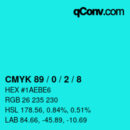 カラーコード: CMYK 89 / 0 / 2 / 8 | qconv.com